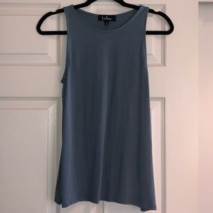 Teal tank top with slit in the back